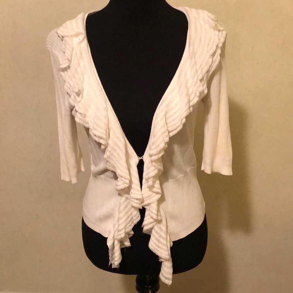 Cream sweater with ruffles